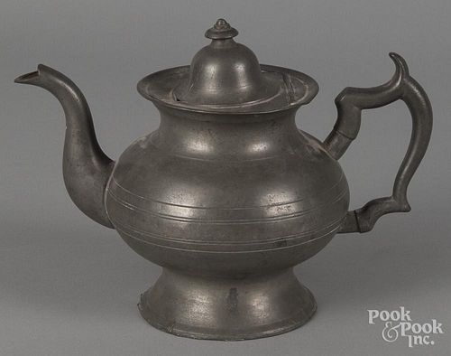 New York pewter teapot, 19th c., bearing the touch of Boardman & Co.