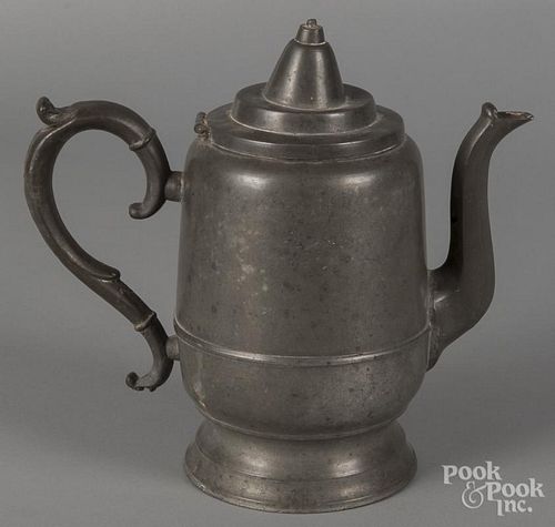 New England pewter teapot, 19th c., 9 1/4'' h.