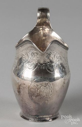 English silver cream pitcher, 1804-1805, bearing an obscure maker's mark, probably for Peter