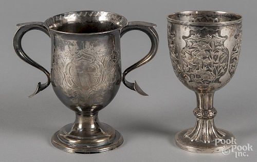 English silver loving cup, 1822-1823, bearing the touch IS__, 5 3/4'' h., 12 ozt.