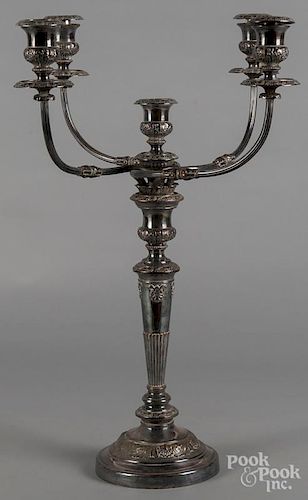 Large Sheffield plate candelabrum, 19th c., 27'' h.