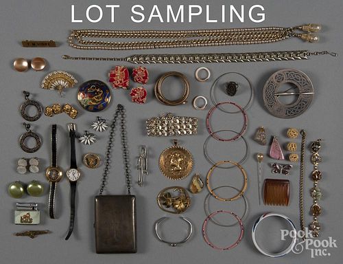 Large group of jewelry, mostly costume, some sterling silver.
