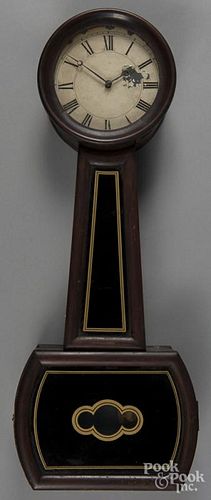 Federal mahogany banjo timepiece, ca. 1825, 28 3/4'' h.