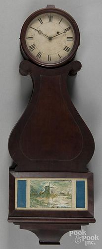 Federal mahogany lyre-form wall clock, ca. 1825, 32 1/2'' h.