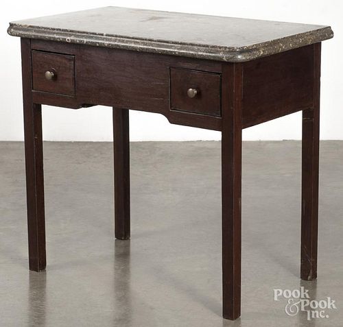 Georgian mahogany marble top mixing table, late 18th c., 27 1/2'' h., 29 1/2'' w.