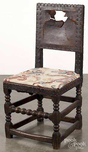 George I turned and joined oak side chair, early 18th c.