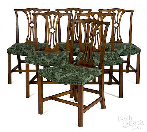 Set of six Chippendale mahogany dining chairs, late 18th c.
