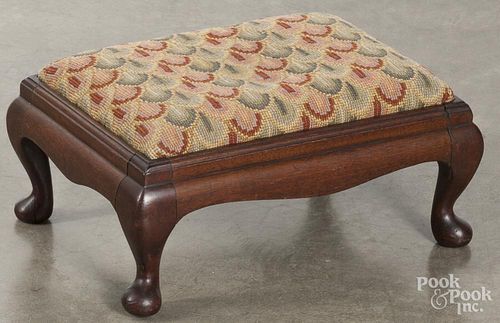 Queen Anne style walnut footstool, 6'' h., 15'' w.