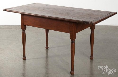 New England pine and stained birch tavern table, ca. 1800, 26'' h., 51 1/4'' w., 27'' d.