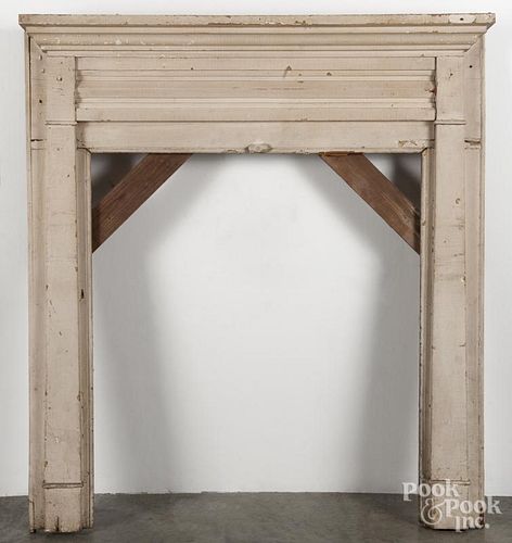Painted pine mantel, 19th c., outside - 54 3/4'' x 49'', inside - 40 1/2'' x 35''.