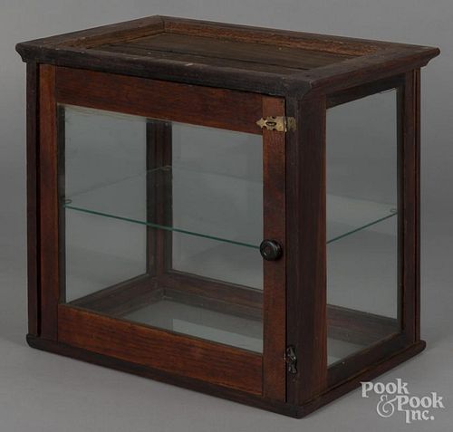 Oak countertop display case, ca. 1900, 14 1/2'' h., 15 1/4'' w.