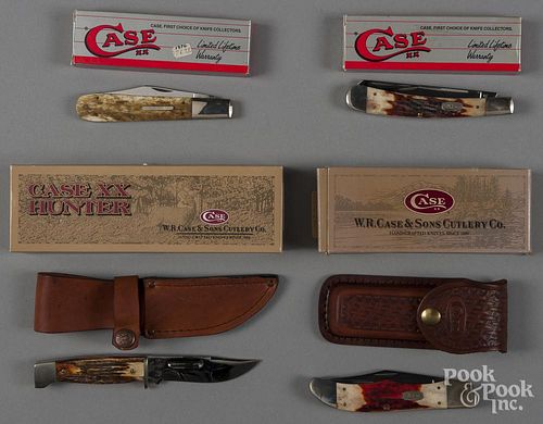 Four Case pocket knives, to include XX Hunter.