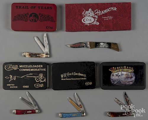 Five limited edition pocket knives by Case, to include Muzzleloader, Dixie Wild Bear Hunter