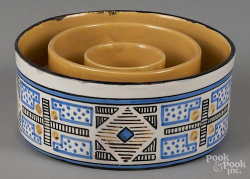 Majel Davidson (1885-1969), Scottish Art Deco pottery bowl, signed Majel Davidson '28, 3'' h., 7 1/2'' dia.