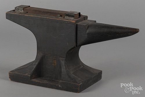 Painted wood anvil prop, early 20th c., 10 3/4'' h., 20 3/4'' w.