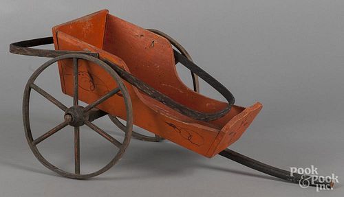 Painted doll's cart, late 19th c., 20 1/2'' l.