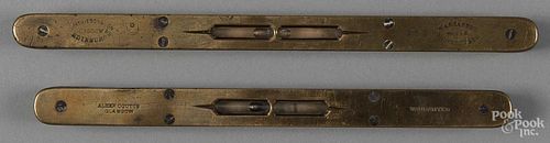Two Scottish brass and rosewood levels by Mathieson & Son and Alexander Coutts, 11'' l. and 6'' l.