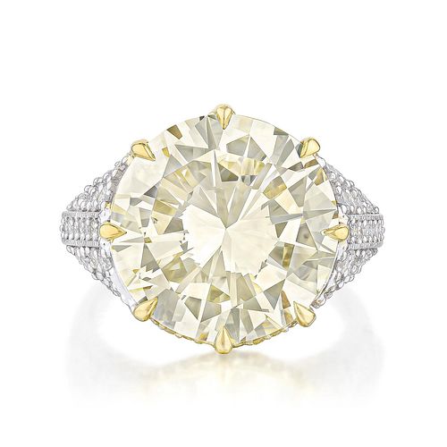 9.61-Carat Fancy Light Yellow Diamond Ring, GIA Certified