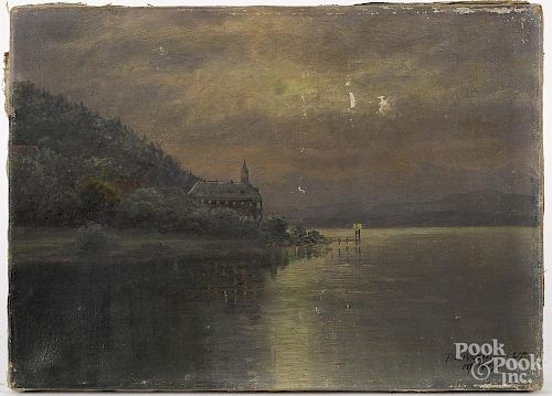 F.O. Wieduwilt (early 20th c.), oil on canvas coastal scene, signed and dated {1919}, 10" x 13 3/4", together with an etched 