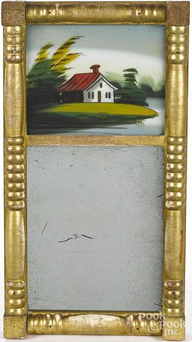 Sheraton giltwood mirror, 19th c., 20 1/4'' x 11''.