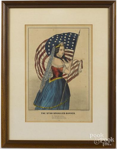 Currier and Ives color lithograph, titled The Star Spangled Banner, 11 1/2'' x 8 1/2''.