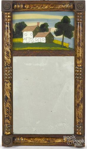 Sheraton painted mirror, 19th c., 19'' x 10 3/4''.