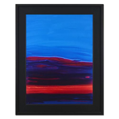 Wyland, "Red Sky" Framed Original Painting on Board, Hand Signed with Letter of Authenticity.