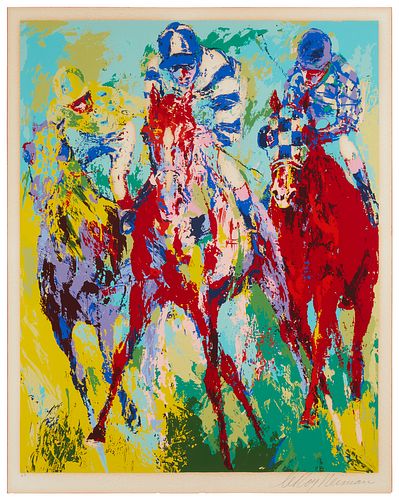 LeRoy Neiman (1921-2012), "The Finish," 1974, Screenprint in colors on wove paper, Image: 33" H x 26.5" W; Sight: 35.25" H x 28.375" W