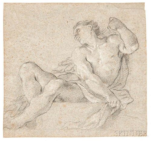 Italian School, 17th Century      Semi-reclining Draped Male Nude