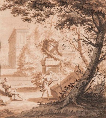 Abraham Rademaker (Dutch, 1675-1735)      Figures in an Arcadian Landscape