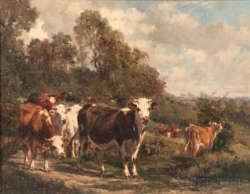 Marie Dieterle (French, 1856-1935)      Cows at the Forest Edge