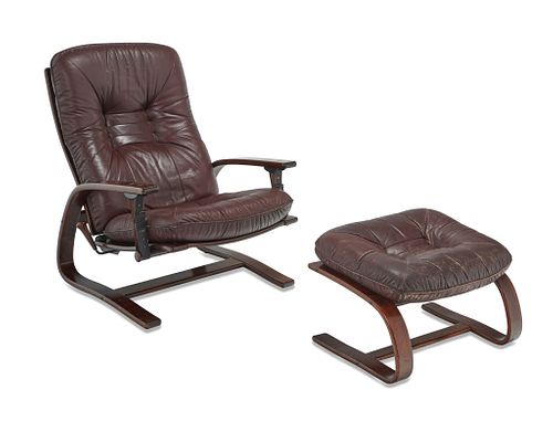 A Westnofa "Panter" bentwood lounge chair with ottoman
