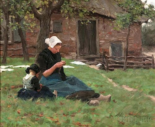 Willy Martens (Dutch, 1856-1927)      Mother and Child Resting Under a Tree
