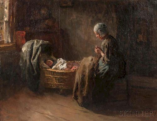 Albert Johan (Jan) Neuhuys (Dutch, 1844-1914)      Watching Baby Sleep