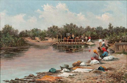Italian School, 19th Century      The River Ferry