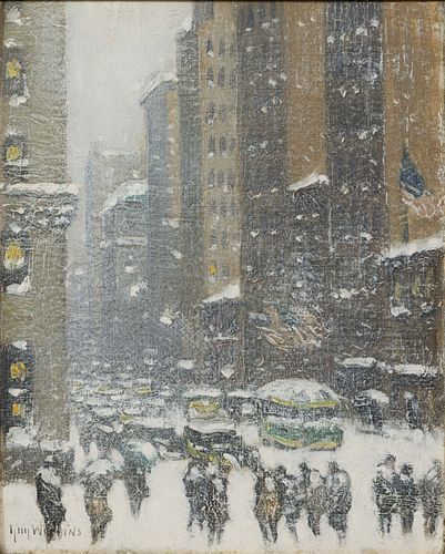GUY CARLETON WIGGINS (AMERICAN, 1883-1962) MANHATTAN SNOW SCENE 