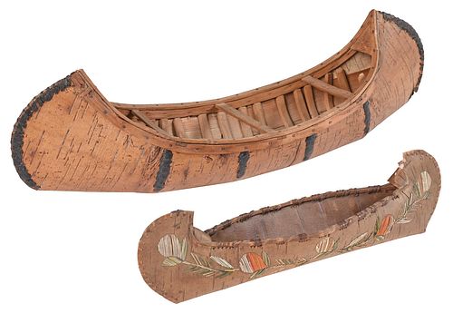 Two Woodlands Birchbark Model Canoes