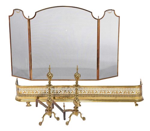 Brass and Iron Fireplace Accessories Set