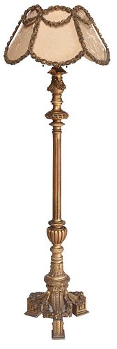 Continental Neoclassical Style Carved Giltwood Floor Lamp
