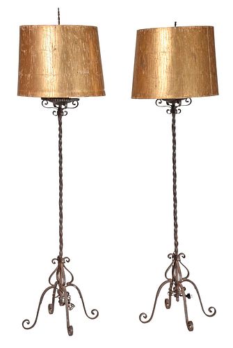 Pair of Continental Renaissance Style Wrought Iron Torcheres