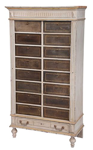 Continental Neoclassical Style Painted Side Locking Cartonnier Cabinet