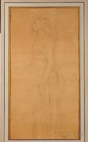 Edgar Degas (French, 1834-1917)      Preparatory Drawing for Semiramis Building Babylon