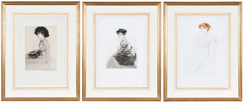 Three Continental Etchings of French Ladies
