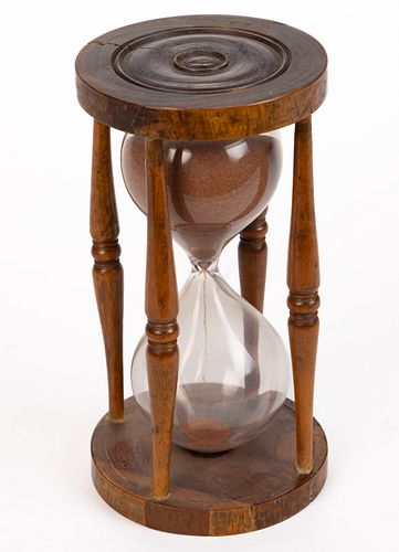 AMERICAN / BRITISH TURNED-WOOD AND BLOWN-GLASS SAND / HOUR GLASS