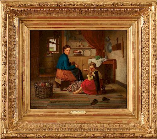 William McEwan, Balling Yarn in the Kitchen Oil Painting