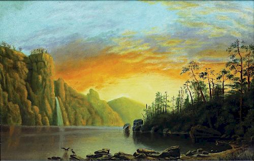 Bierstadt Chromolithograph of Sunset in California