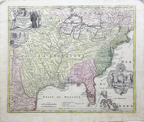 Attractive early map of the American interior by Homann