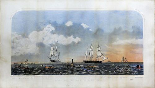 Stunning 19th Century Print of Northeast Whaling