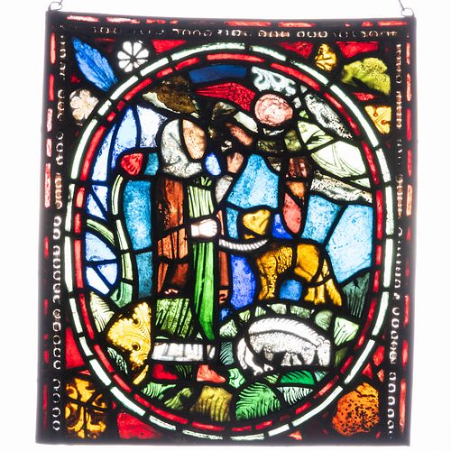 Two Renaissance Style Stained Glass Panels