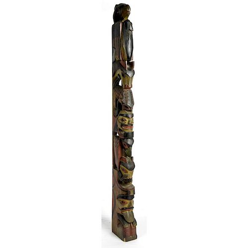 Northwest Coast Painted Wood Totem Pole